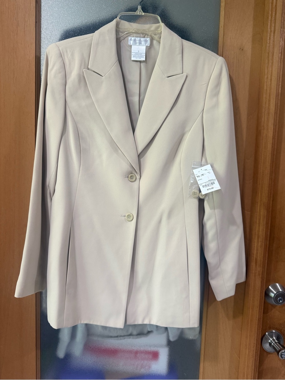 Worthington Petite Women's Tailored Beige Blazer Jacket - Size 10 Petite